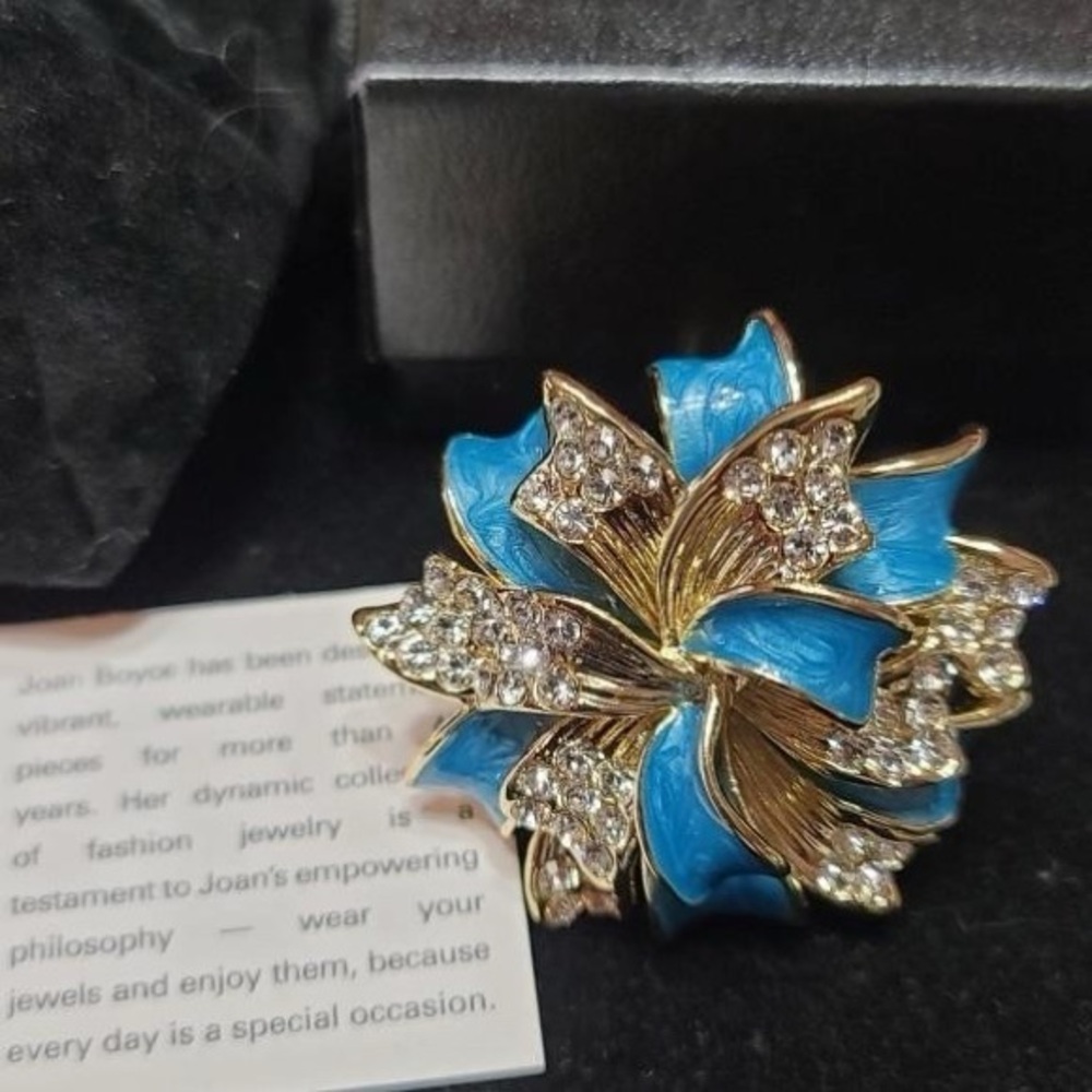Elegant Blue and Gold Joan Boyce Floral Ring Size 8